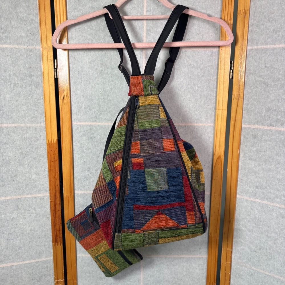 Vintage Danny K Beverly Hills Woven Tapestry‎ Backpack Convertible Sling Bag